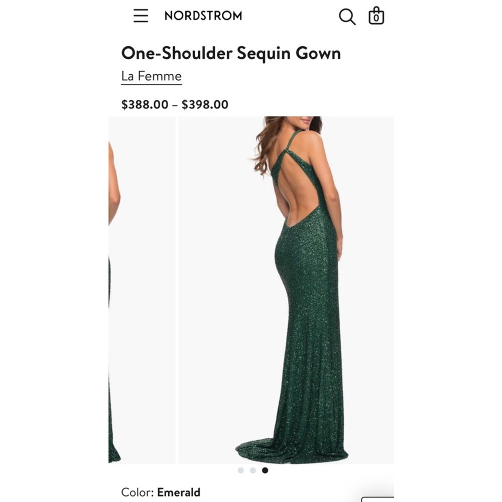 Women's La Femme Green Sequin Gown Size 8 - Picture 3 of 7